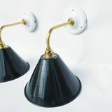 Antique enamelled sheet metal wall lights