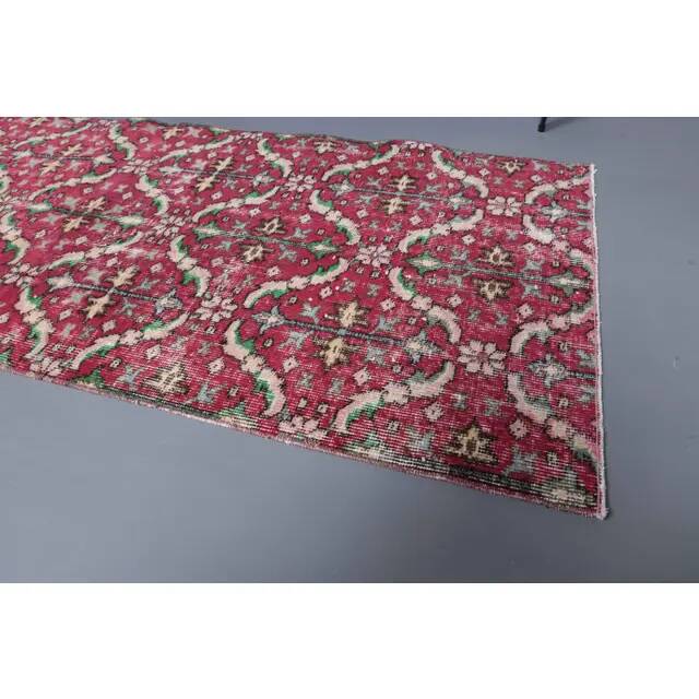 Vintage Turkish Oushak Handmade Wool Cotton Pink Runner 76x200