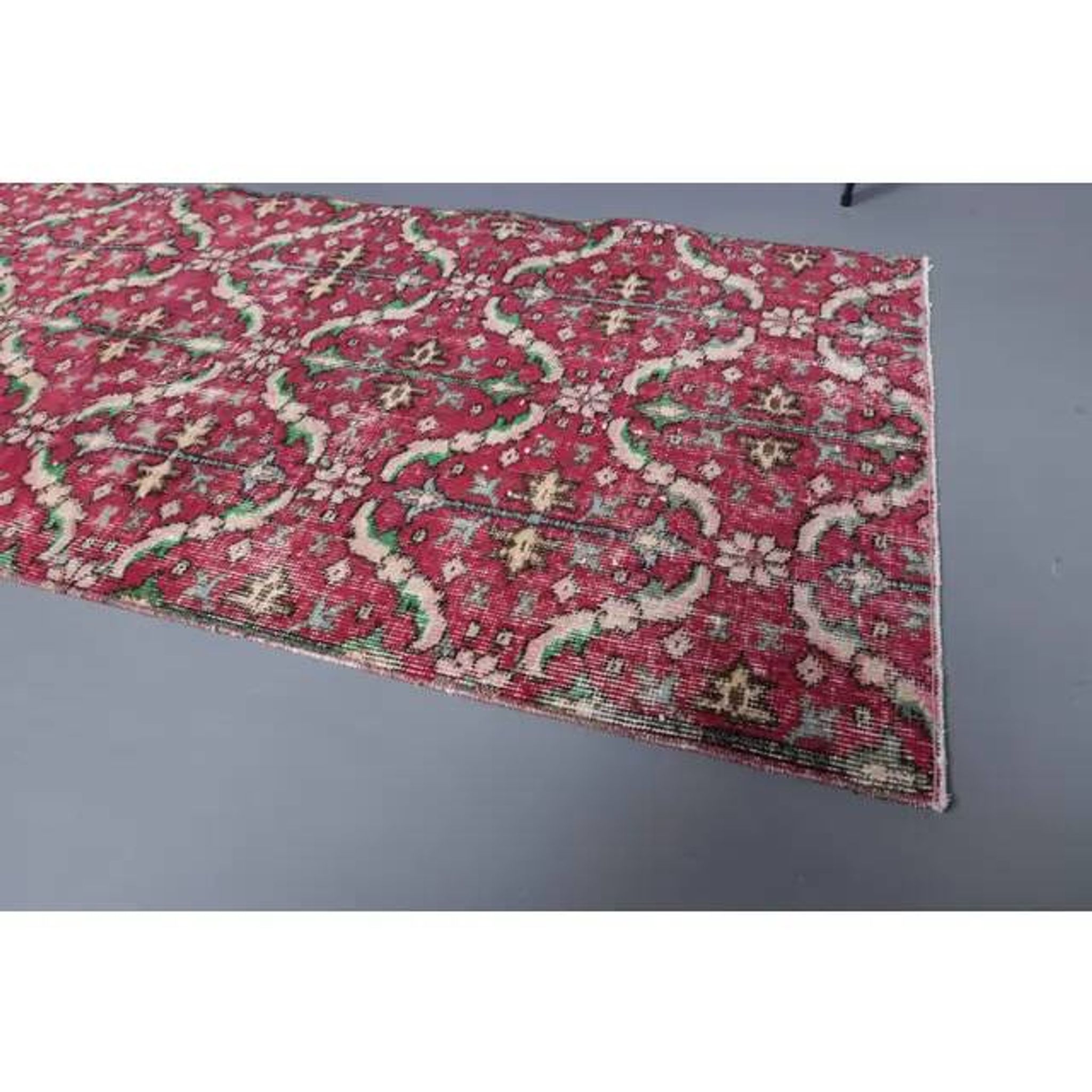 Vintage Turkish Oushak Handmade Wool Cotton Pink Runner 76x200