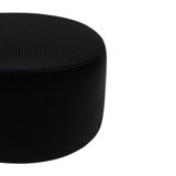 Contemporary LA Design Wood Upholstered In Black Braided Lambskin Circular Pouf