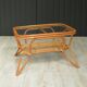 Rattan and glass coffee table