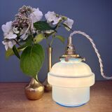Vintage blue opaline globe pendant light