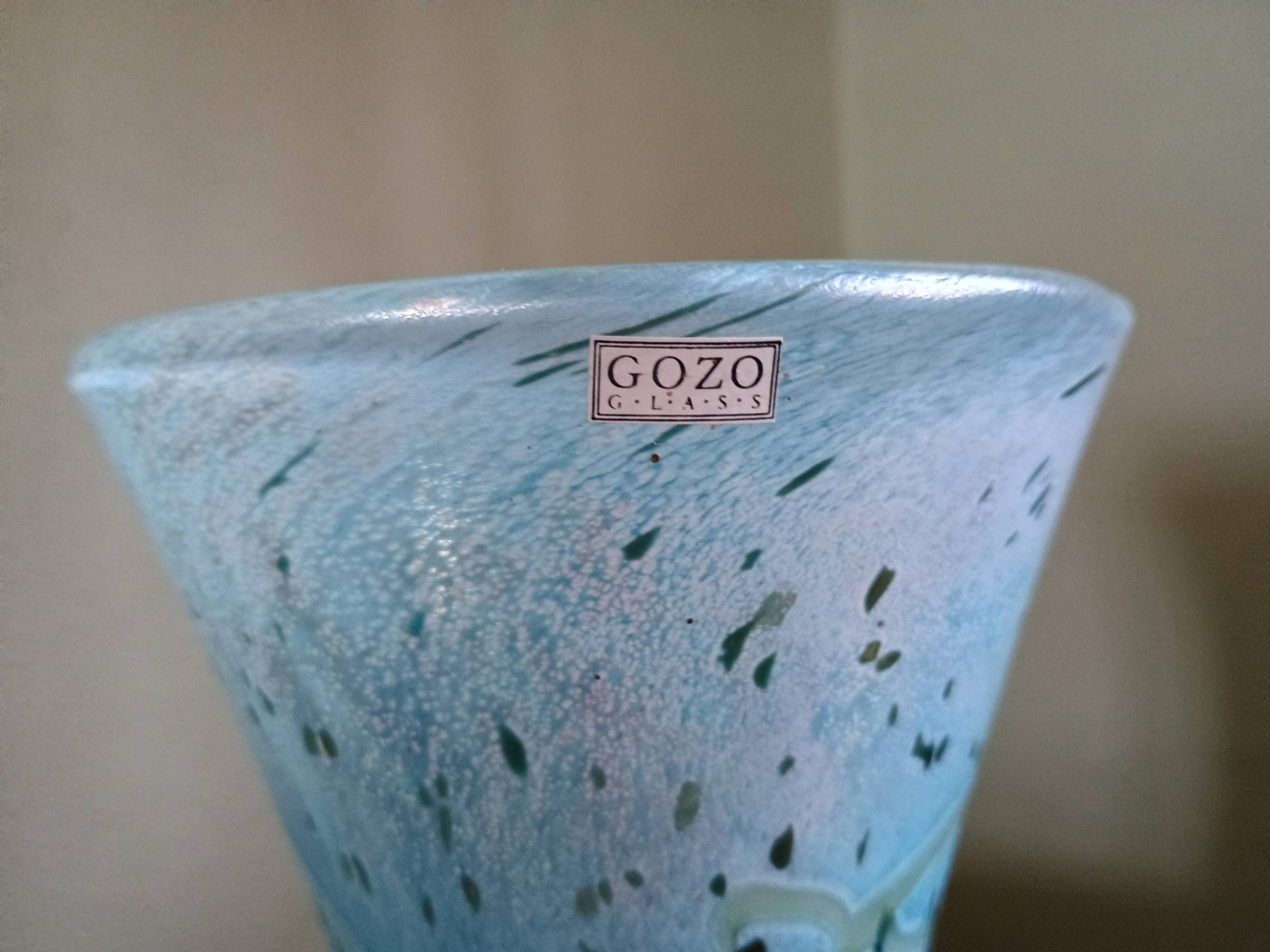 GOZO Malta - Vintage vase model "Algues" - blue & green glass