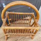 Vintage magazine door in rattan rattan french newspaper rack