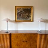 Cini Boeri, 2 Pink glass "Chiara" Table Lamp, Venini Murano, Italy, 1984