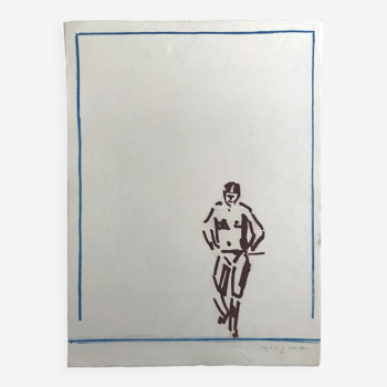 Pierre BURAGLIO, Standing Station (after Cézanne), 1996. Original lithograph signed in pencil