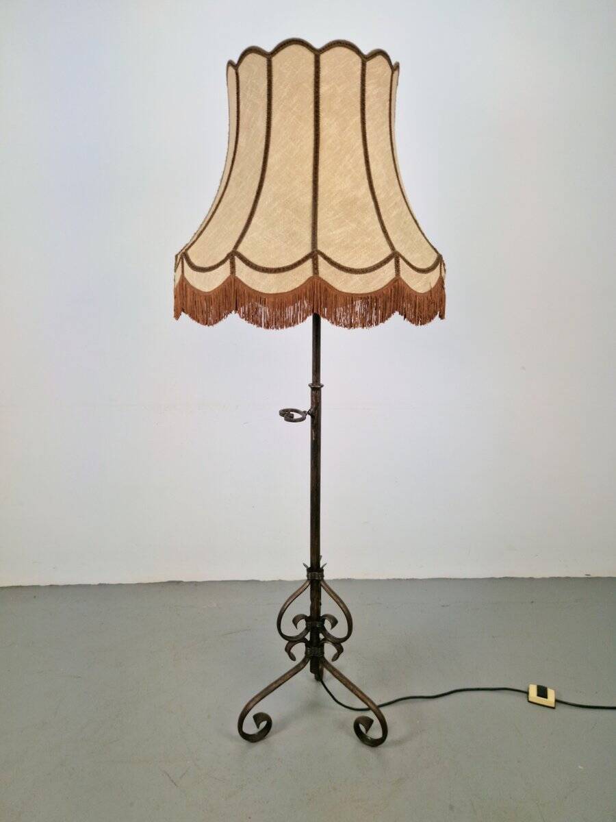Adjustable Wrought Iron Floor Lamp, 1930s