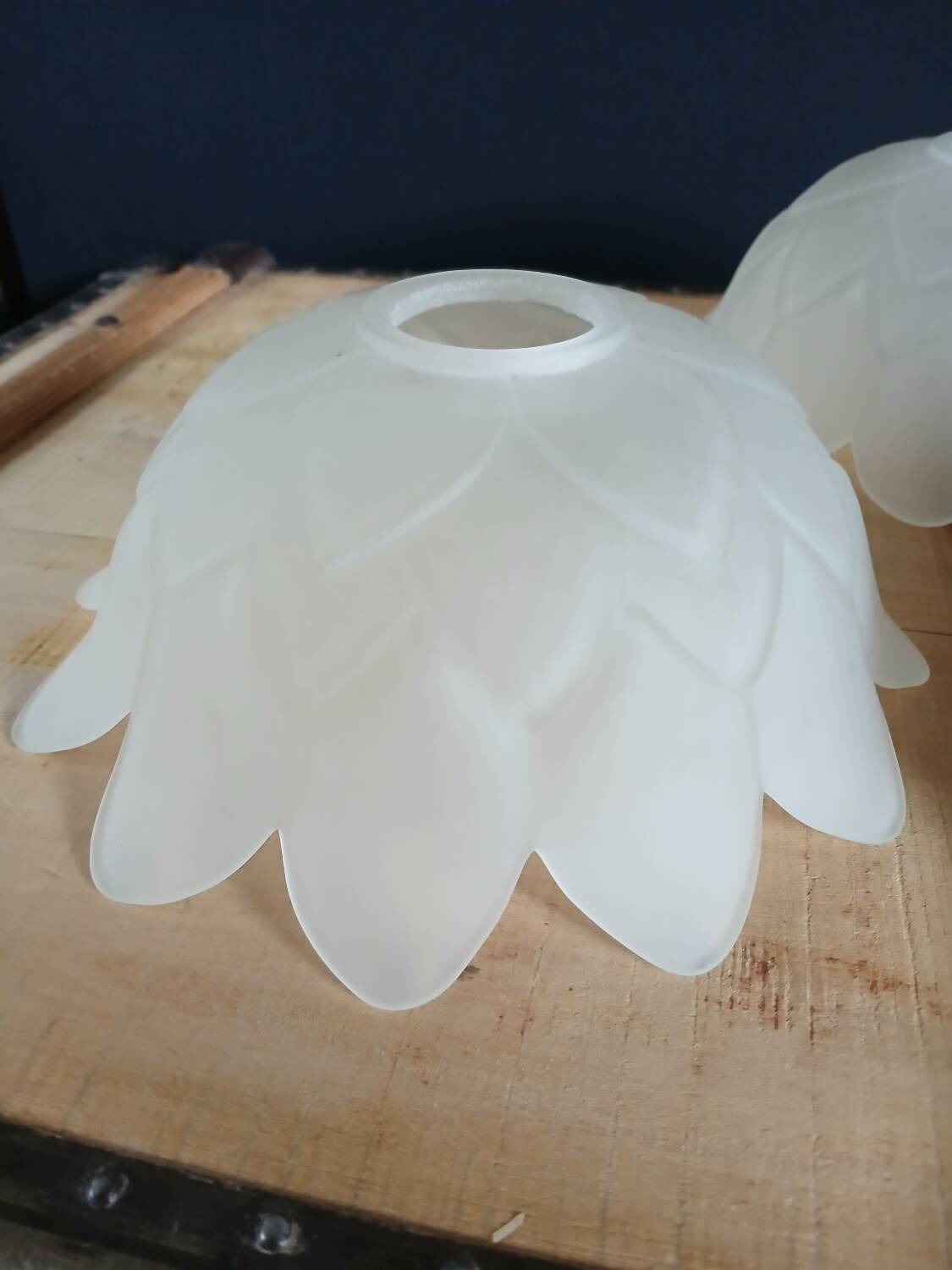 Set of 3 Art Deco glass paste pendant lights