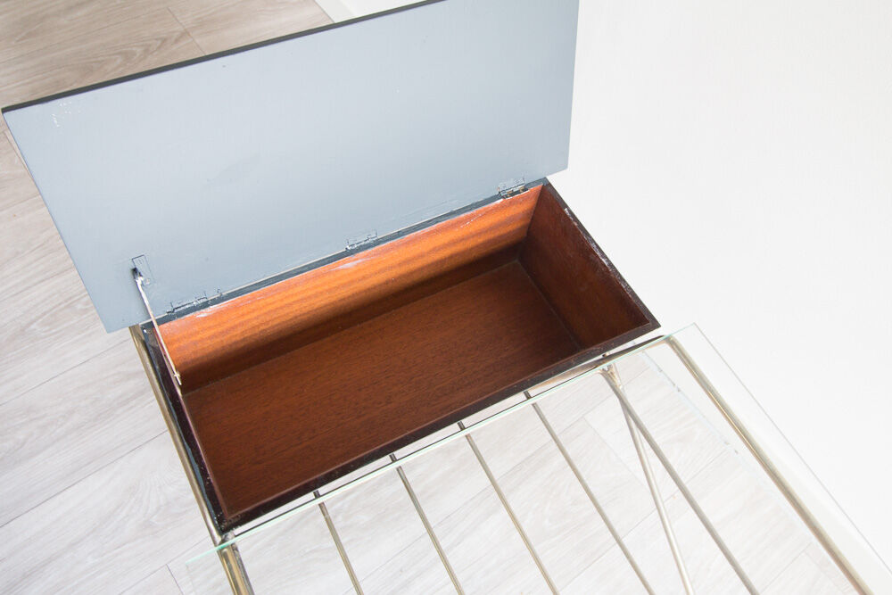 Glass and metal coffee table