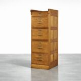 Vintage Industrial English Oak Filing Cabinet with Drawers, 1920s