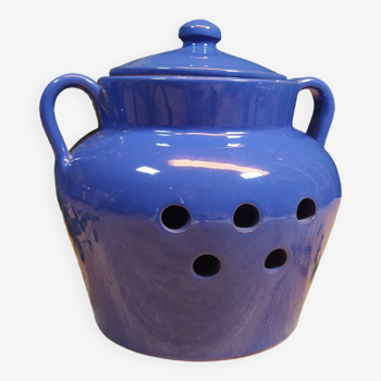 Blue Ceramic Lid Condiment Jar with Holes