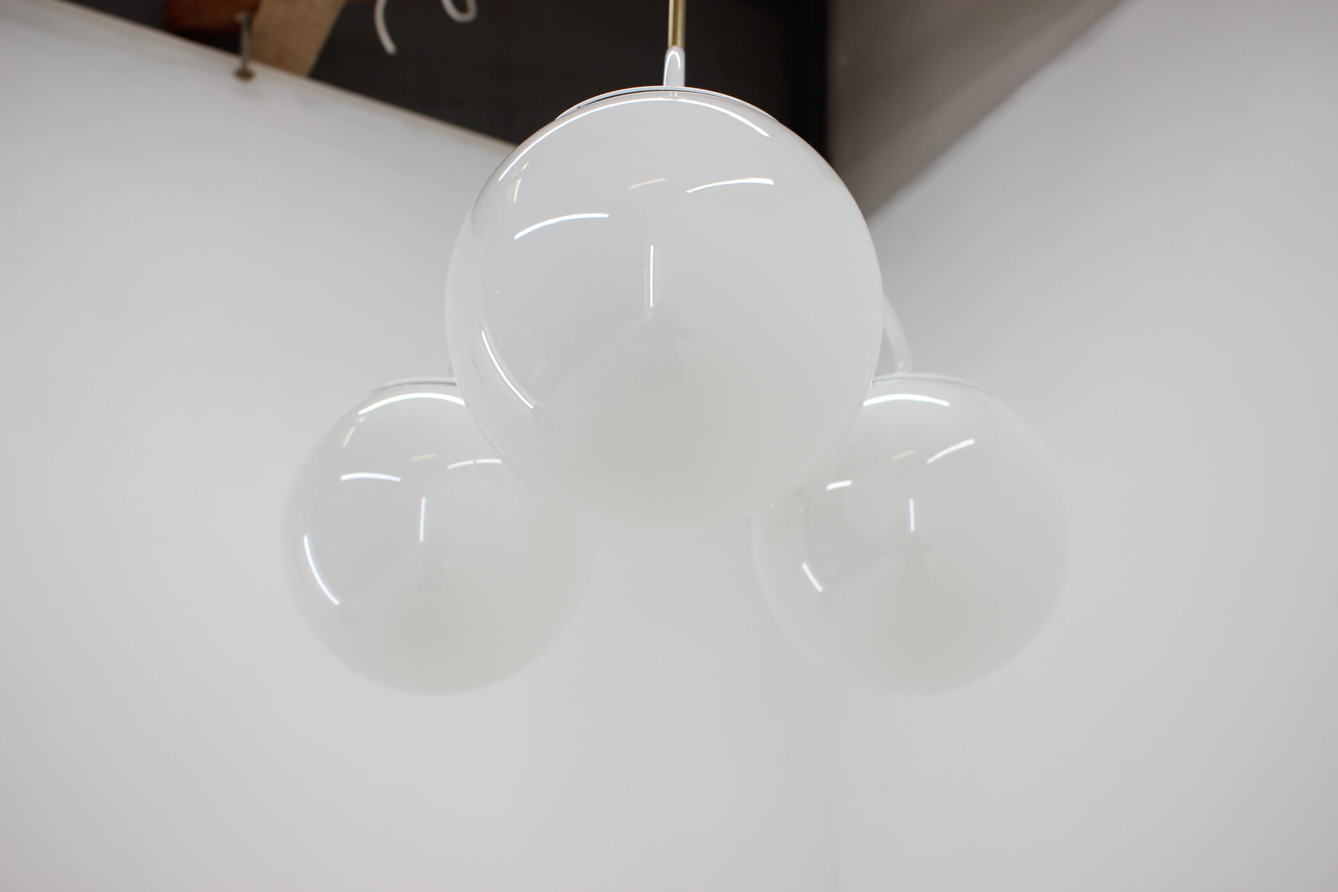 Mid-century white chandelier, Kamenický Šenov, 1970´s.
