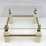 Maison Charles Mid-Century Modern Brass Horsed French Coffee Table, 1970s