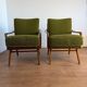 Paire de fauteuils vintage en bois et tissu
