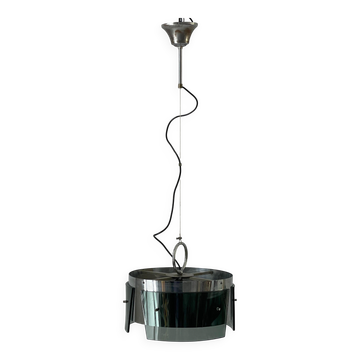 Suspension en verre vert et chrome, années 1960, Italie