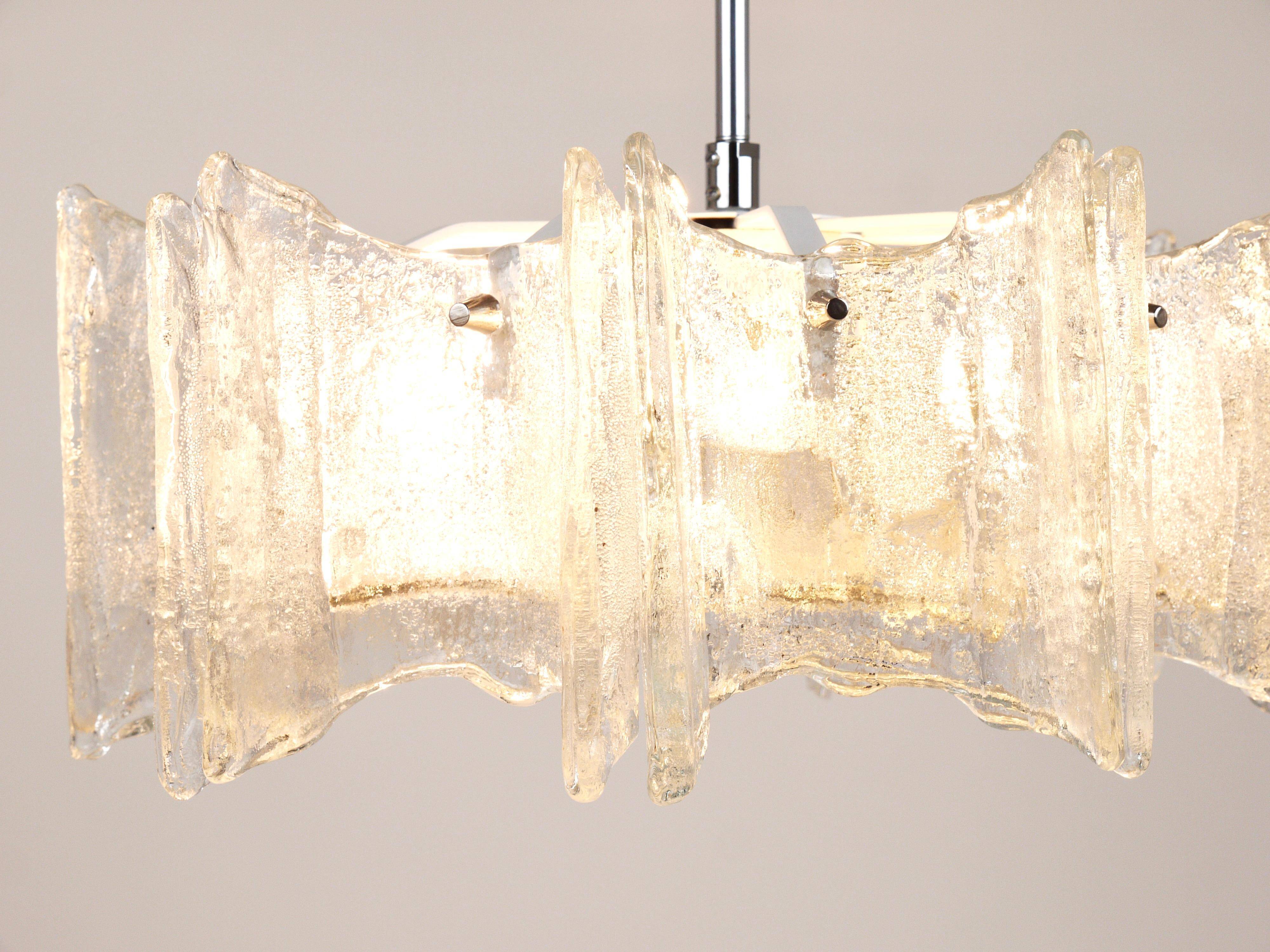 Frosted glass star chandelier J.T. Kalmar Vienna, Austria, 1960s