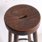 60s Brutalist Wooden Bar Stool
