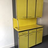 Buffet de cuisine vintage en formica jaune