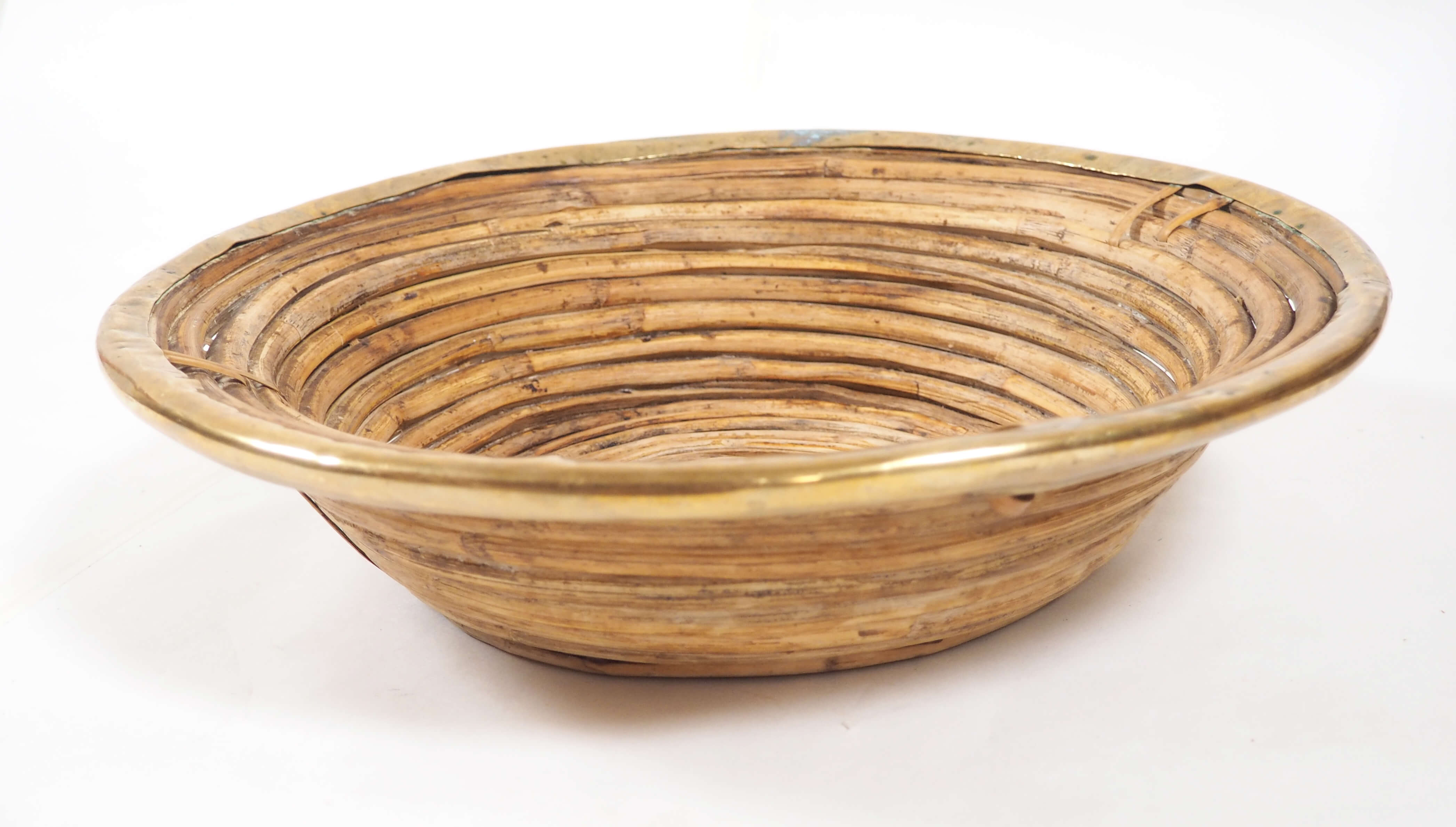 Rattan and copper dish