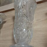 Large vintage pressed glass vase, an impressive and very decorative piece.