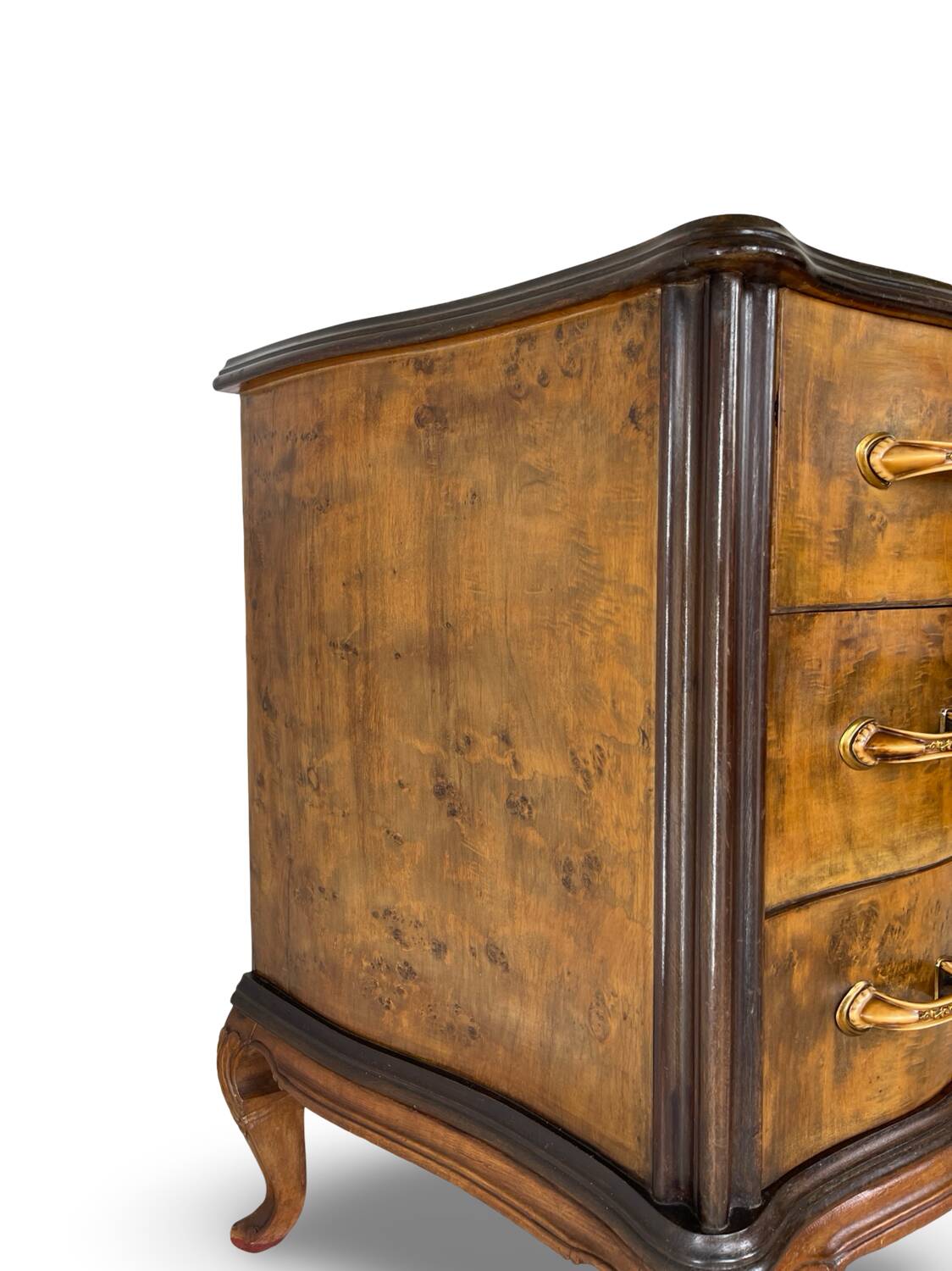 Commode italienne Art déco en loupe de noyer, années 1940-50