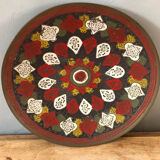 Old copper plate, hand painted, origin Pakistan