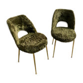 Ensemble de 2 chaises moumoute pieds dorés