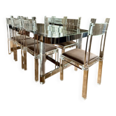 Ensemble salle à manger années 1970 en plexiglas, chrome et verre – ta