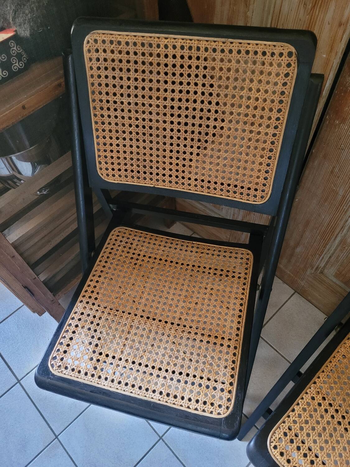 2 foldable cane chairs