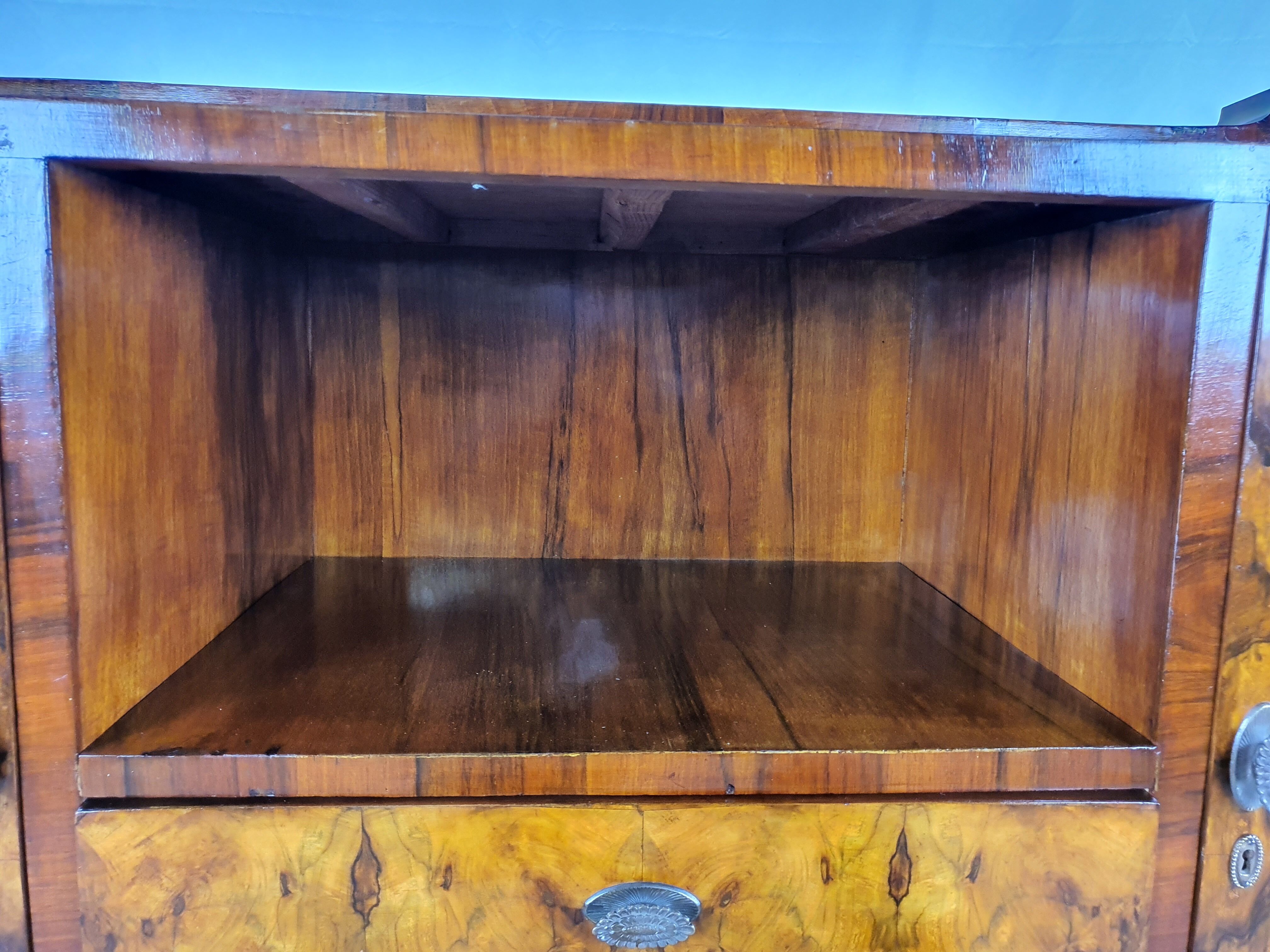 Art deco dining room sideboard in briar with upstand, 1940s