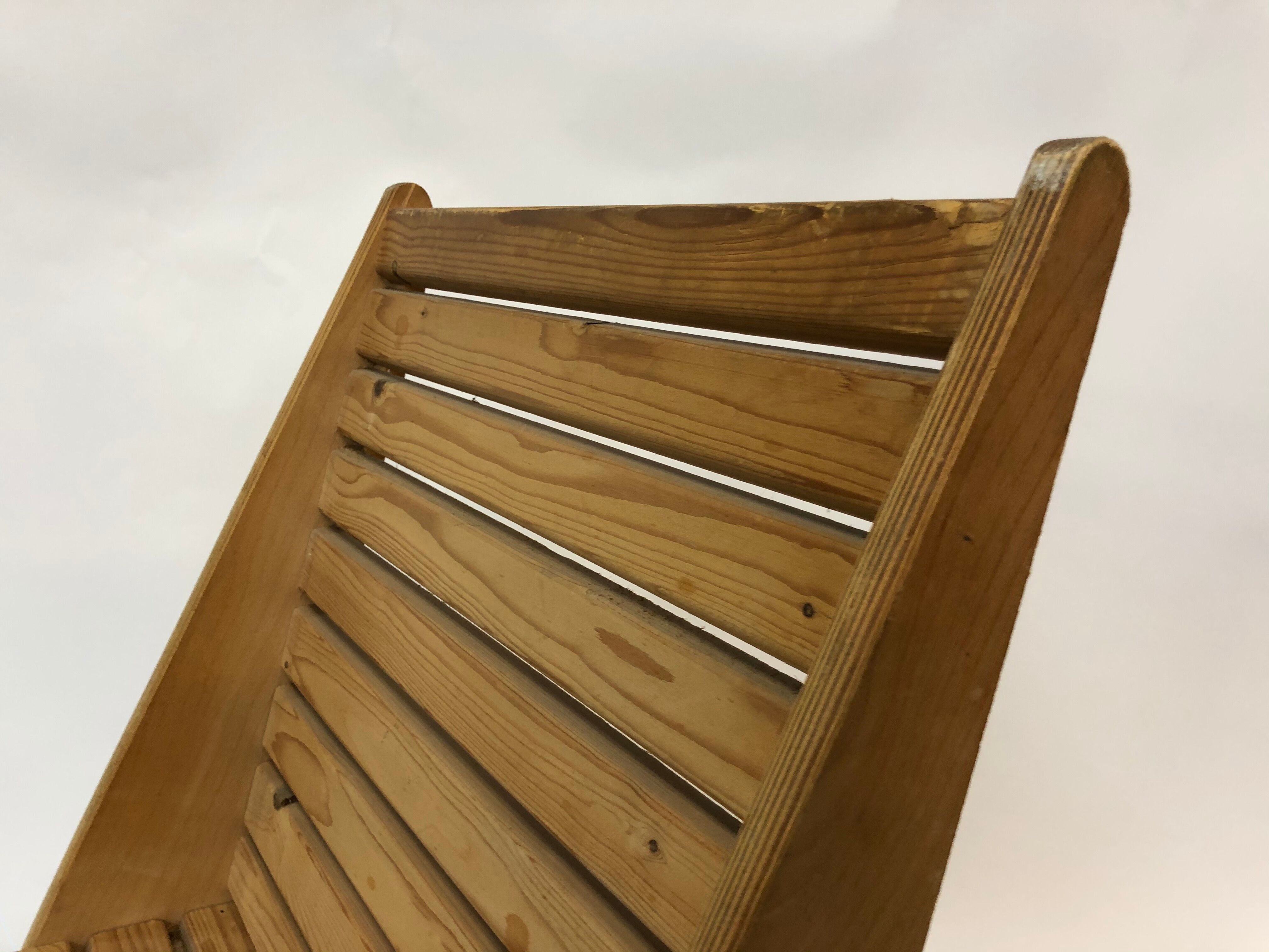 Wooden garden chair folding from the 70s in the Netherlands