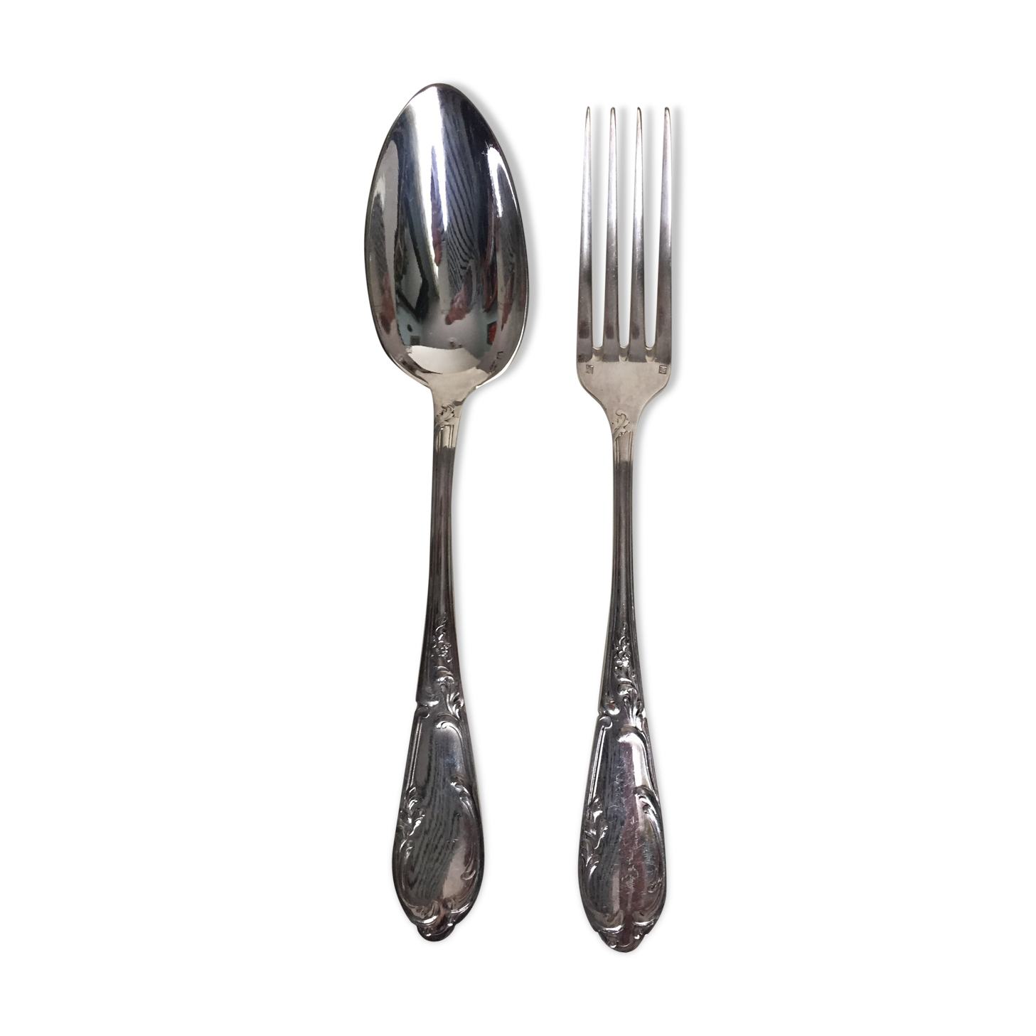 Silver metal housewife with 12 forks et 12 spoons