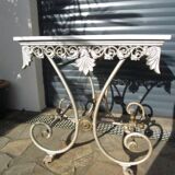 Butcher's table from the late 19th century, wrought iron, brass, and marble.