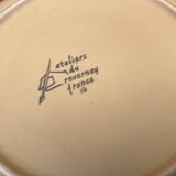 1960s 6 flat plates Ateliers du Revernay France (Digoin Saône-et-Loire) Matte stoneware