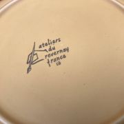 1960s 6 flat plates Ateliers du Revernay France (Digoin Saône-et-Loire) Matte stoneware