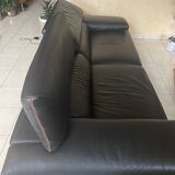 Roche Bobois black leather sofa