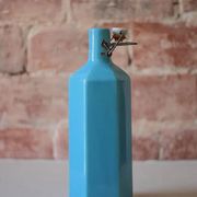 Bouteille de limonade en grès vernissé bleu , grès d'Alsace, poterie, collection