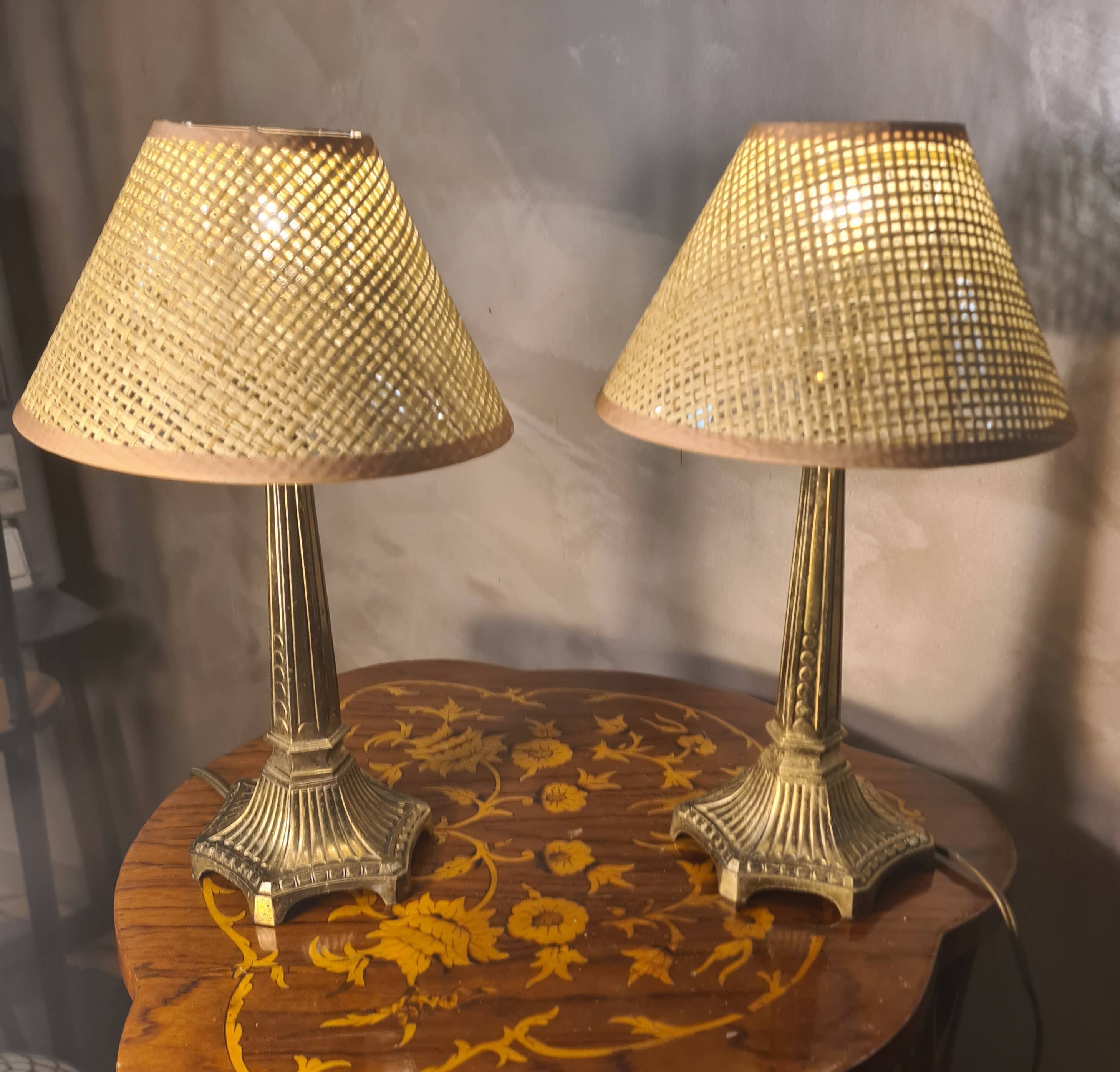 Paire de lampes en régule doré, 1960