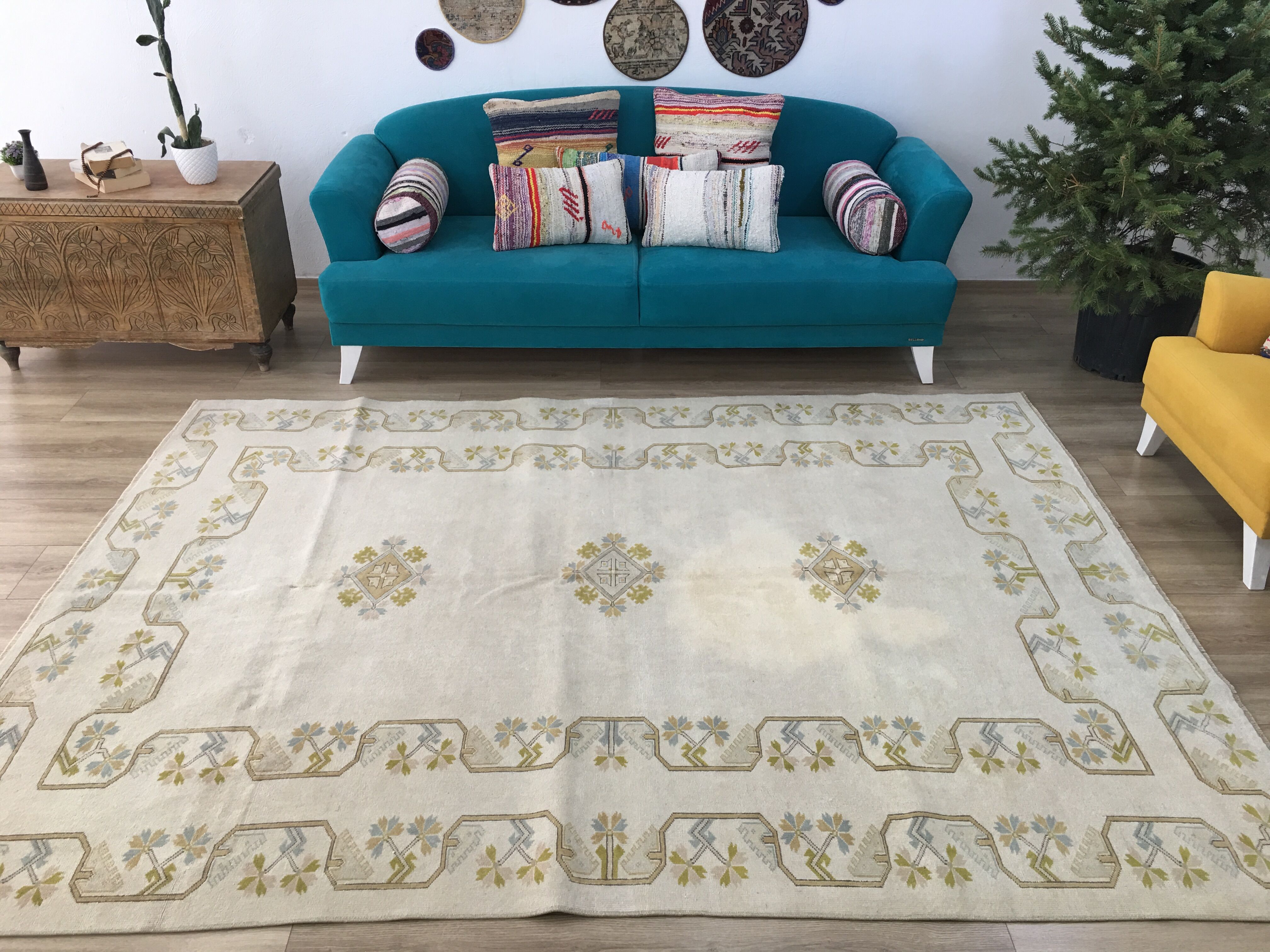 area rug, vintage rug, turkish rug, handmade rug,  7 x 9.4 ft. , RK 7893