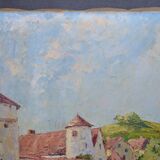 Hugues Fernand ROPION (1863-1938) "Les poules devant la ferme‘ Huile sur toile signée