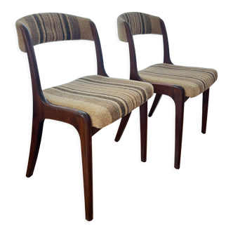 Two vintage Scandinavian chairs NF Siege 14 in wood and tweed, 1960