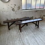Paire de bancs en chêne massif