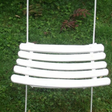 Series of 6 folding garden chairs in iron and old wooden slats