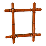 Bamboo effect wooden barber mirror 44 x 39 cm