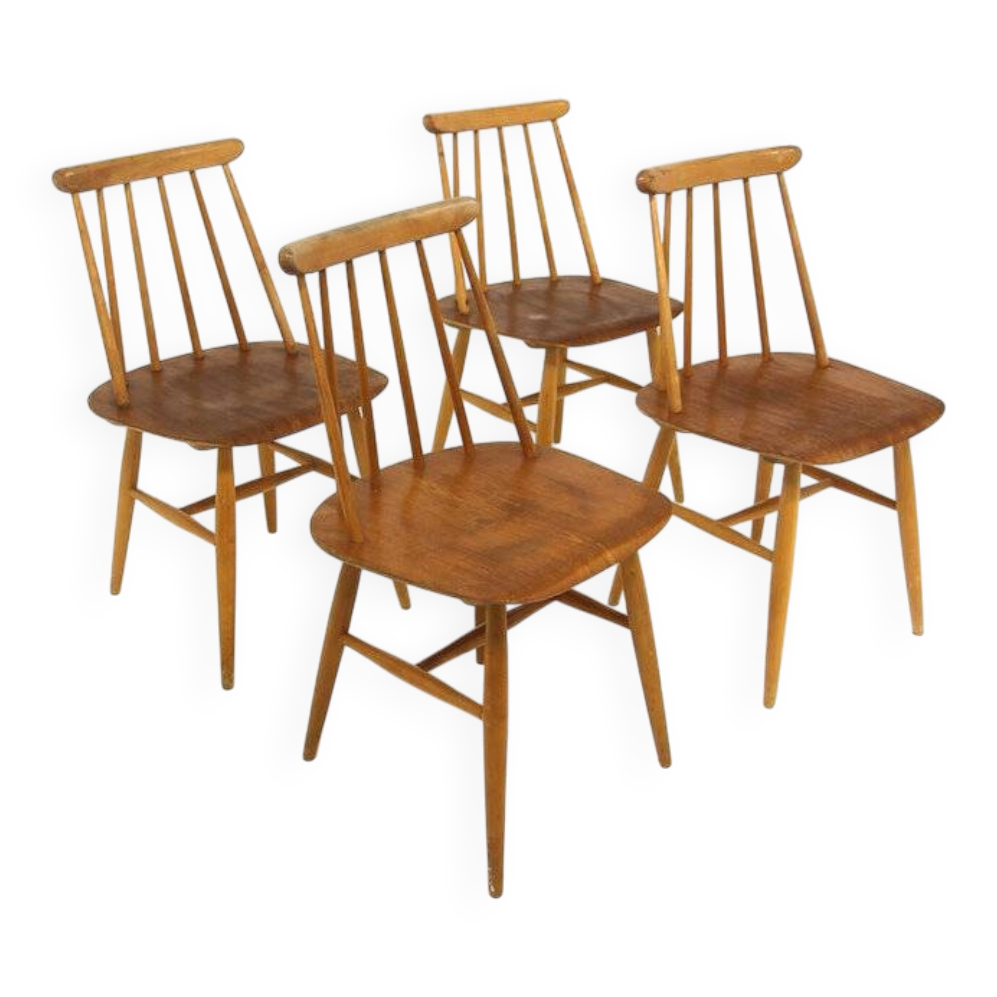 Set of 4 teak "Fanett" chairs by Ilmari Tapiovaara, Sweden, 1960