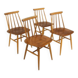 Set de 4 chaises "Fanett" en teck par Ilmari Tapiovaara, Suède, 1960
