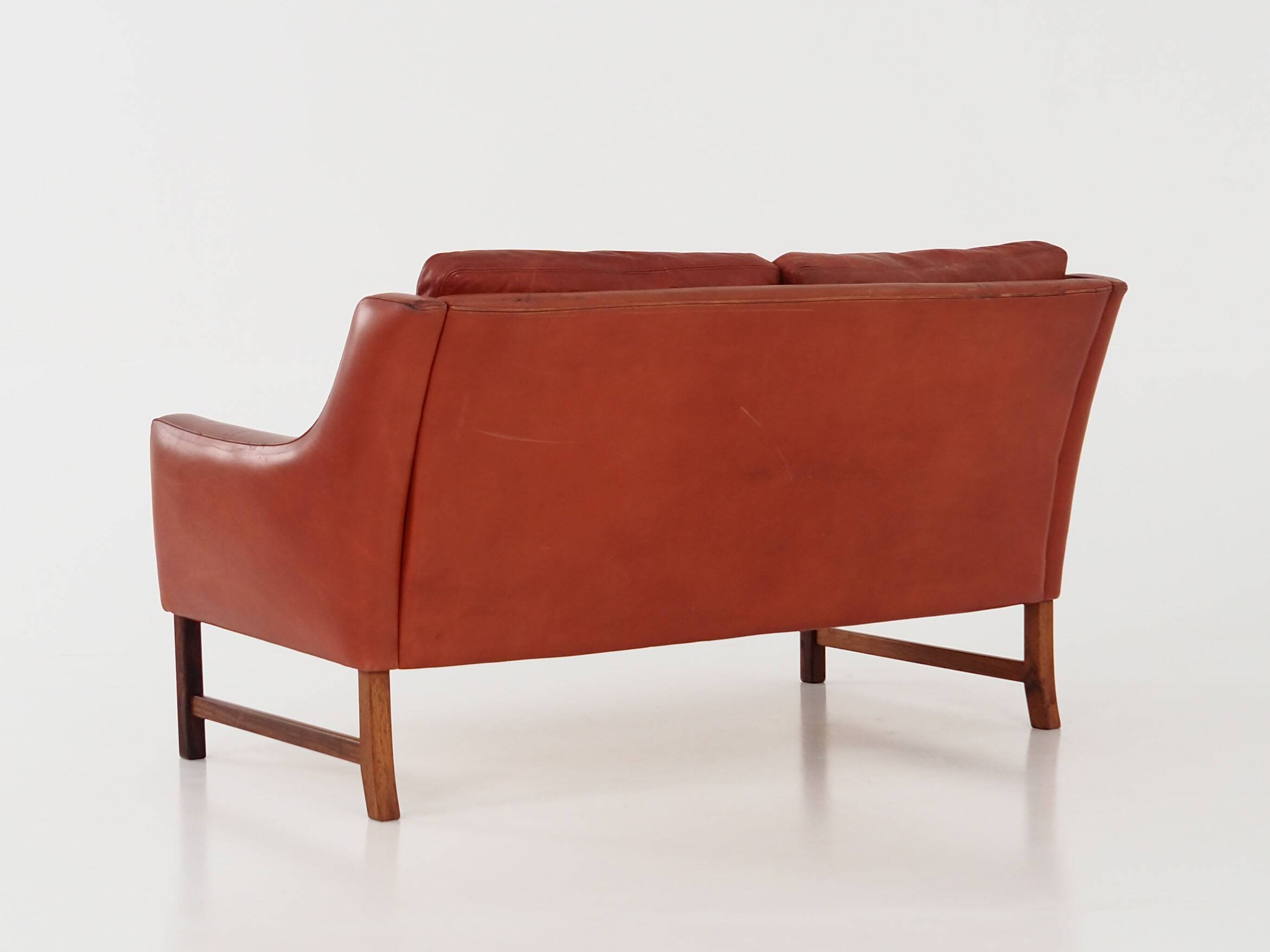 Red leather sofa, Scandinavian design, 1960s, designer: Fredrik Kayser, production: Vatne Møbler