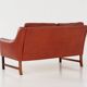 Red leather sofa, Scandinavian design, 1960s, designer: Fredrik Kayser, production: Vatne Møbler