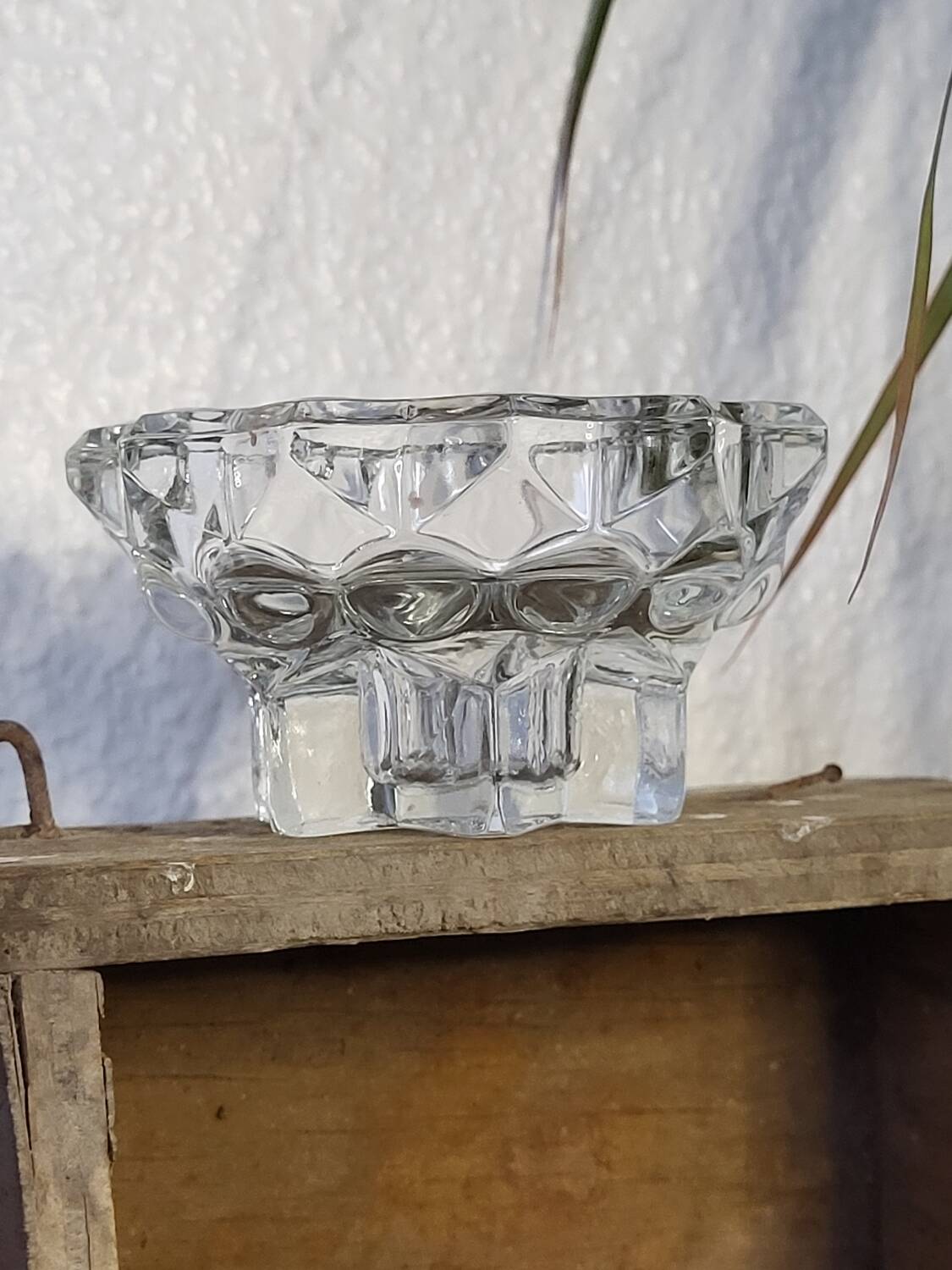 Bougeoir en verre vintage