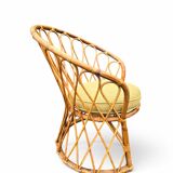 Set of 3 vintage rattan armchairs